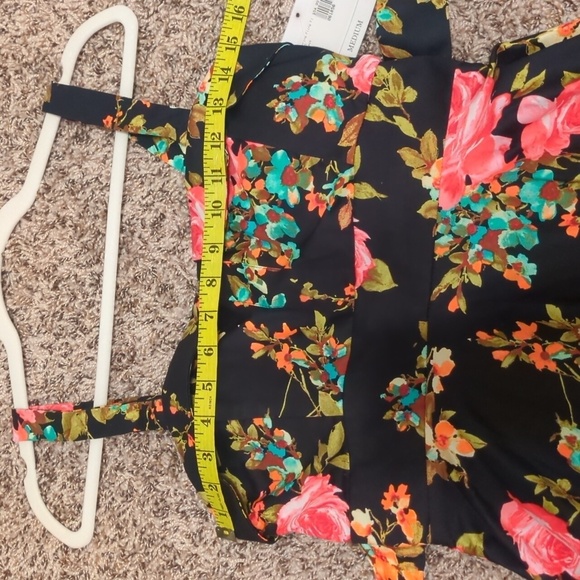 Ixia retro black pink floral spring fling fit and flare sleeveless mini dress - Picture 11 of 12